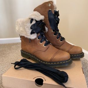 Faux-Fur Lined Dr. Martens Boots - Size 10